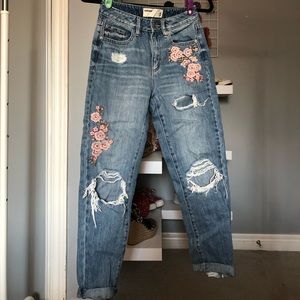 Floral GARAGE Ripped Mom Jeans